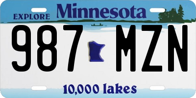 MN license plate 987MZN
