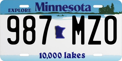 MN license plate 987MZO