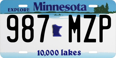 MN license plate 987MZP