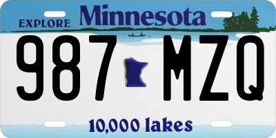 MN license plate 987MZQ
