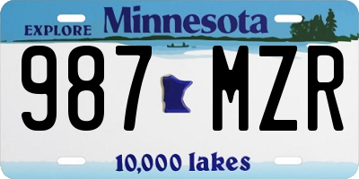 MN license plate 987MZR