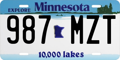 MN license plate 987MZT