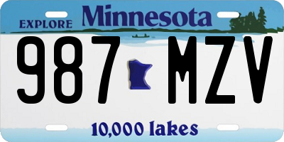MN license plate 987MZV