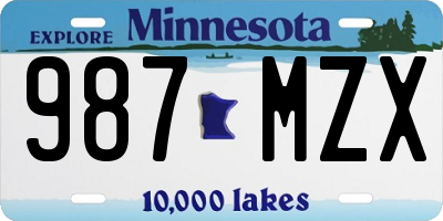 MN license plate 987MZX