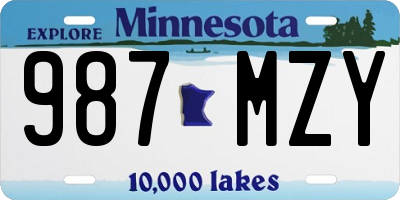 MN license plate 987MZY