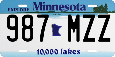 MN license plate 987MZZ