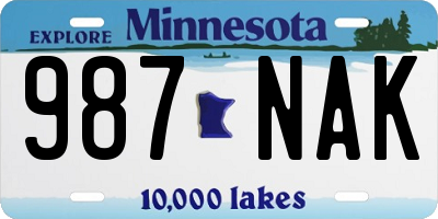 MN license plate 987NAK