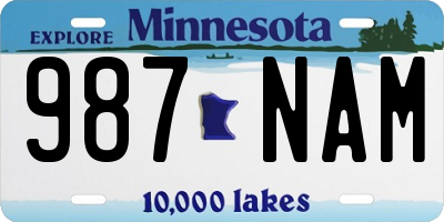 MN license plate 987NAM