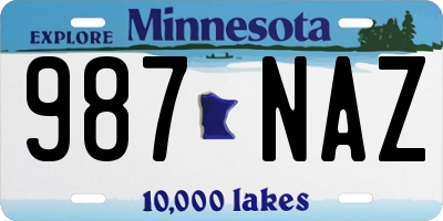 MN license plate 987NAZ