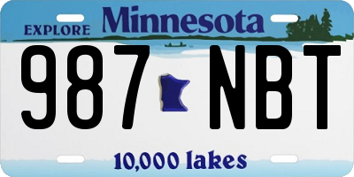 MN license plate 987NBT