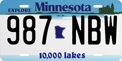 MN license plate 987NBW