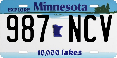 MN license plate 987NCV