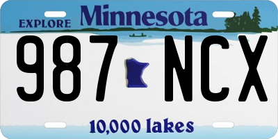 MN license plate 987NCX