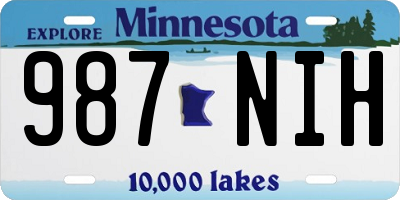 MN license plate 987NIH