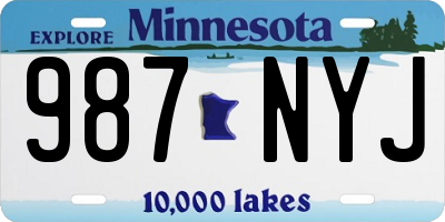 MN license plate 987NYJ