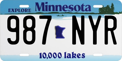 MN license plate 987NYR