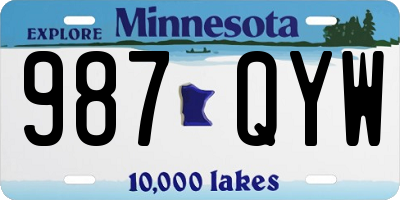 MN license plate 987QYW