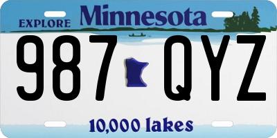 MN license plate 987QYZ