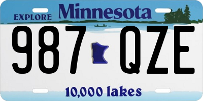 MN license plate 987QZE