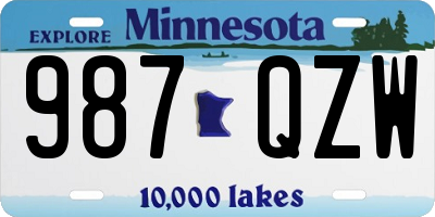 MN license plate 987QZW