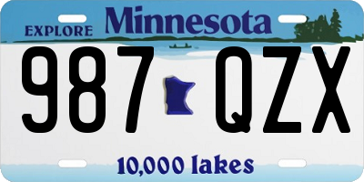 MN license plate 987QZX