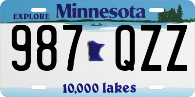 MN license plate 987QZZ
