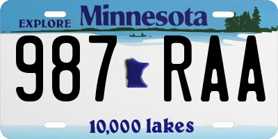 MN license plate 987RAA