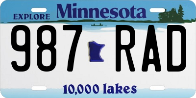 MN license plate 987RAD