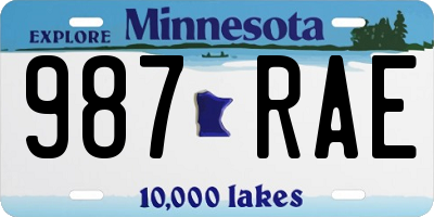MN license plate 987RAE