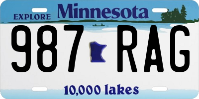 MN license plate 987RAG