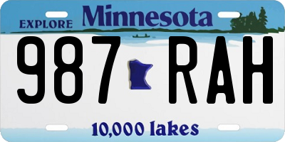 MN license plate 987RAH