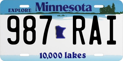 MN license plate 987RAI
