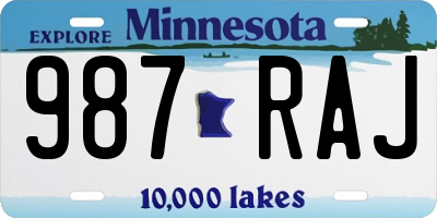 MN license plate 987RAJ