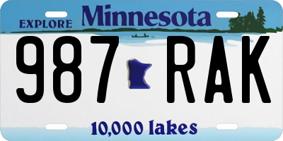 MN license plate 987RAK