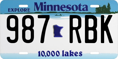 MN license plate 987RBK