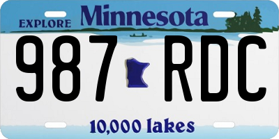 MN license plate 987RDC