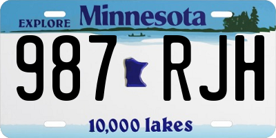 MN license plate 987RJH
