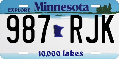 MN license plate 987RJK