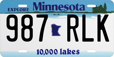 MN license plate 987RLK