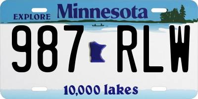 MN license plate 987RLW