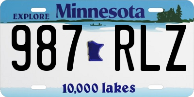 MN license plate 987RLZ