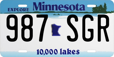 MN license plate 987SGR
