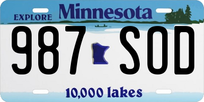 MN license plate 987SOD