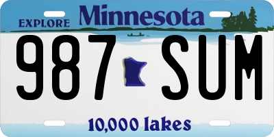 MN license plate 987SUM
