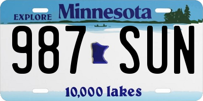MN license plate 987SUN