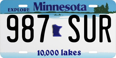 MN license plate 987SUR