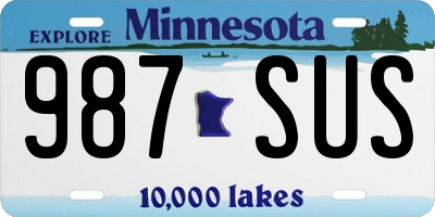 MN license plate 987SUS