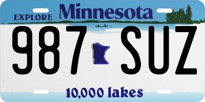 MN license plate 987SUZ