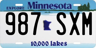 MN license plate 987SXM