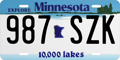 MN license plate 987SZK